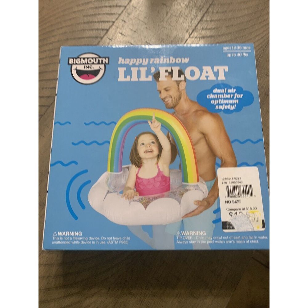 NEW Big Mouth Happy Rainbow Lil' Float with Glitter Inflatable Child Pool Float